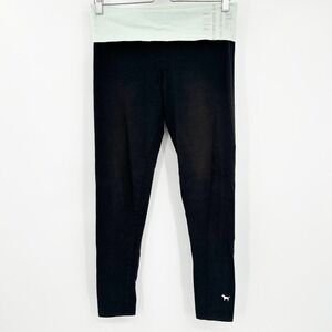 PINK Victoria's Secret VS Yoga Leggings Black High Waist Bling Rhinestone Logo M